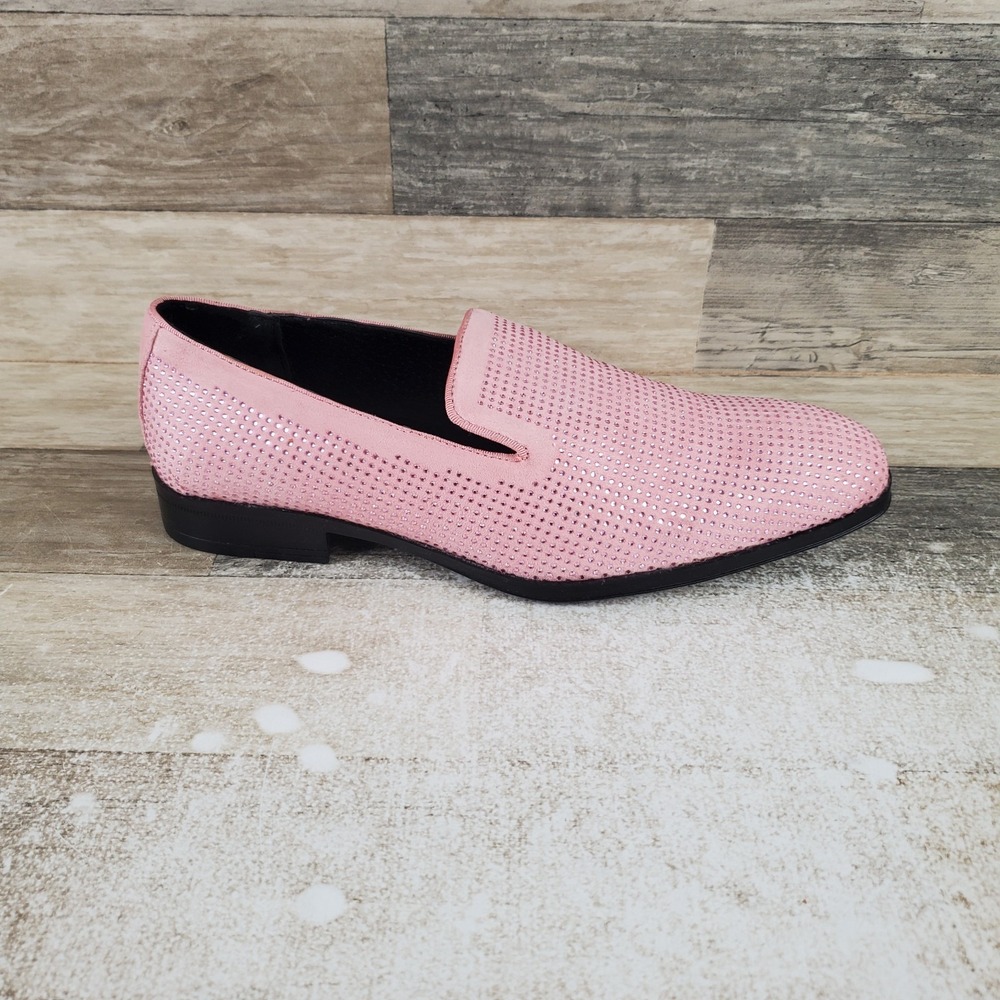 Stacy Adams‎ Suave Mens Loafers Sz 8 M Blush Pink Rhinestone Slip On Almond Toe